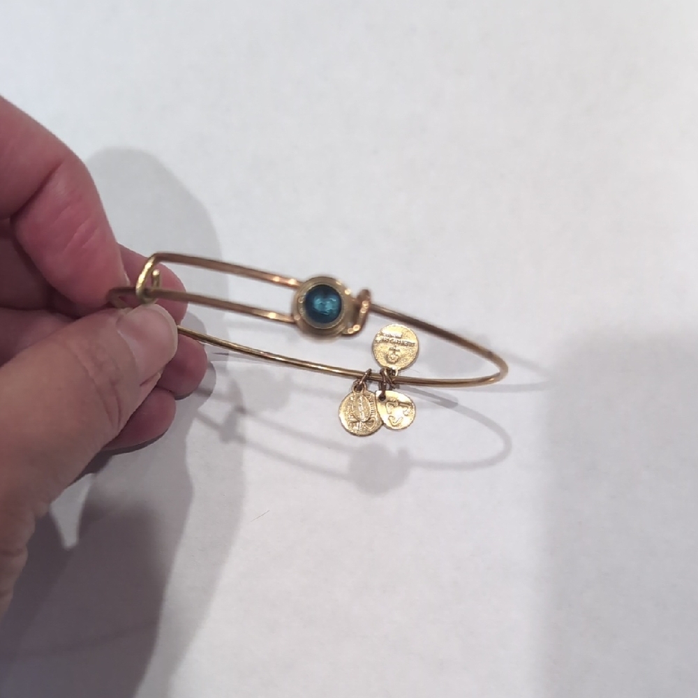Alex and Ani Gold and Blue Bracelet